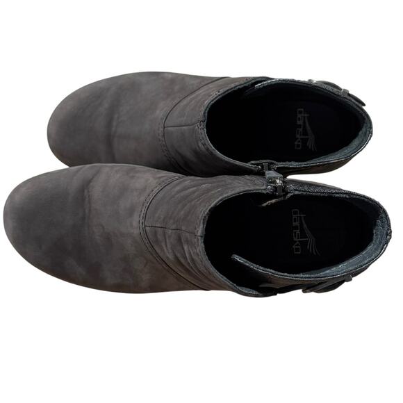 DANSKO Shirley Ankle Wedge Women Dansko Shirley Wedge Bootie Minimalist Quiet Luxury Suede Leather Gray 37 6.5 7